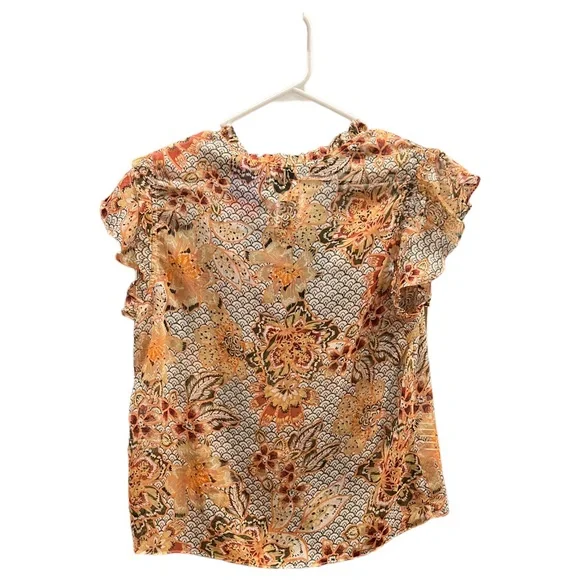 MISA Los Angeles Basia Ruffled Floral Chiffon Top Multi Colored Size Small NWT - Picture 12 of 12